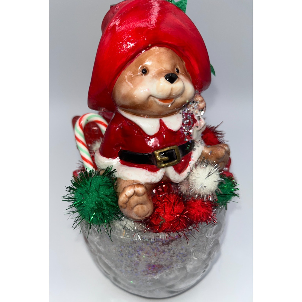 Vintage Christmas Candy Cane Santa Bear Santa Paws here,I've got the stash! OOAK - Picture 13 of 16